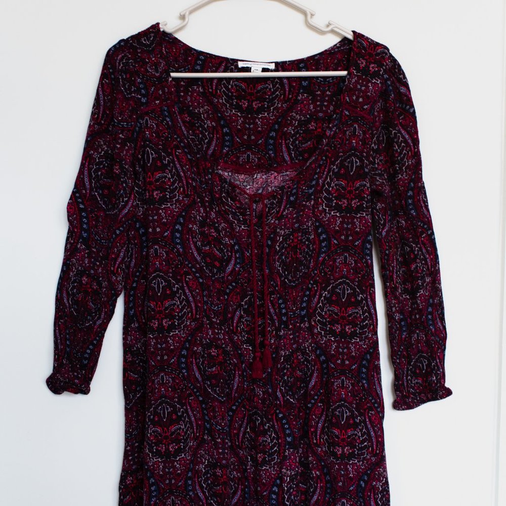 Bohemian Paisley Dress - W Small - Long Sleeve, Bohemian, Casual